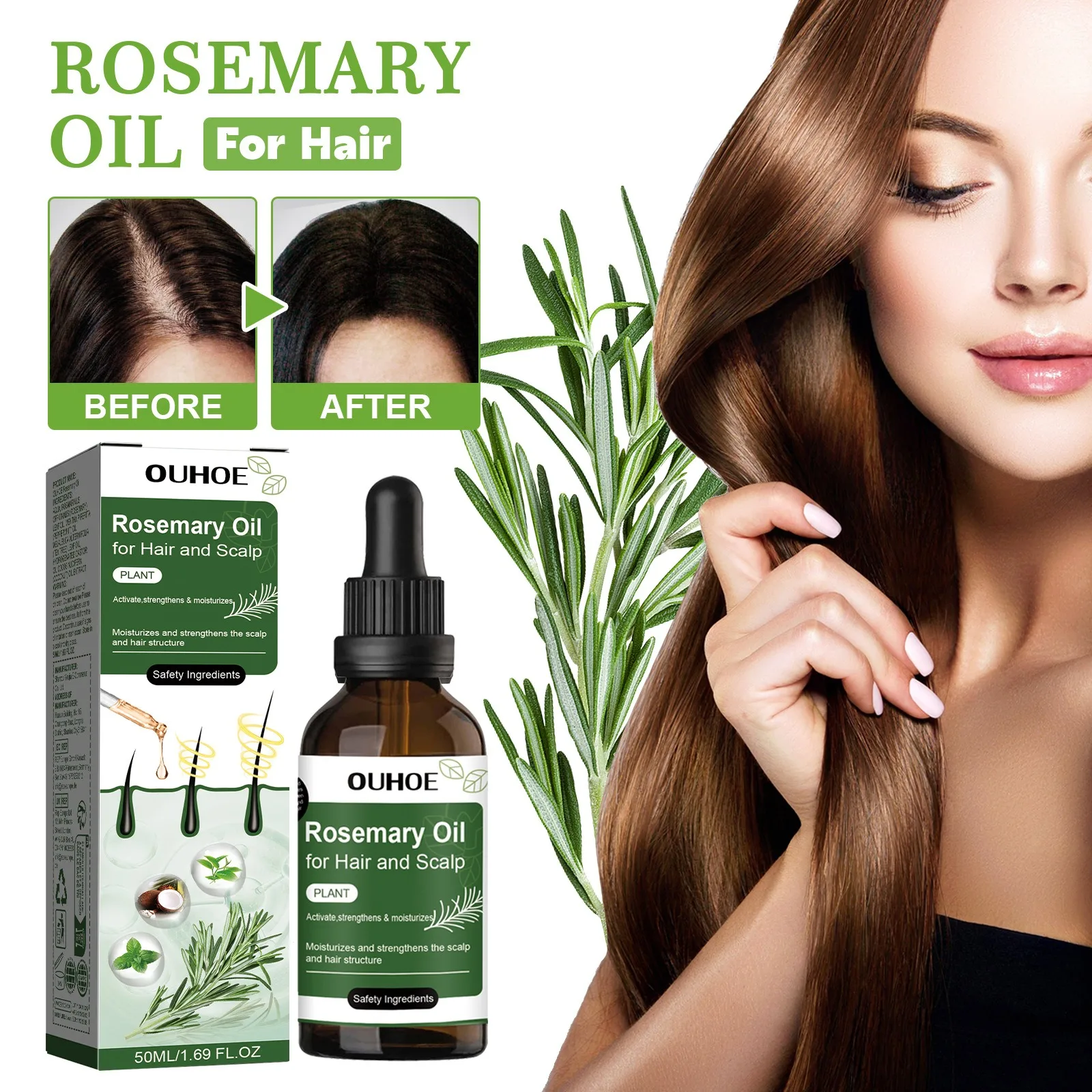 Rosemary Hair Growth Oil Hair Care Thickness Loss Deep Nourishing Scalp Care Strengthen Repair Damaged Oil Control For Men Women 2