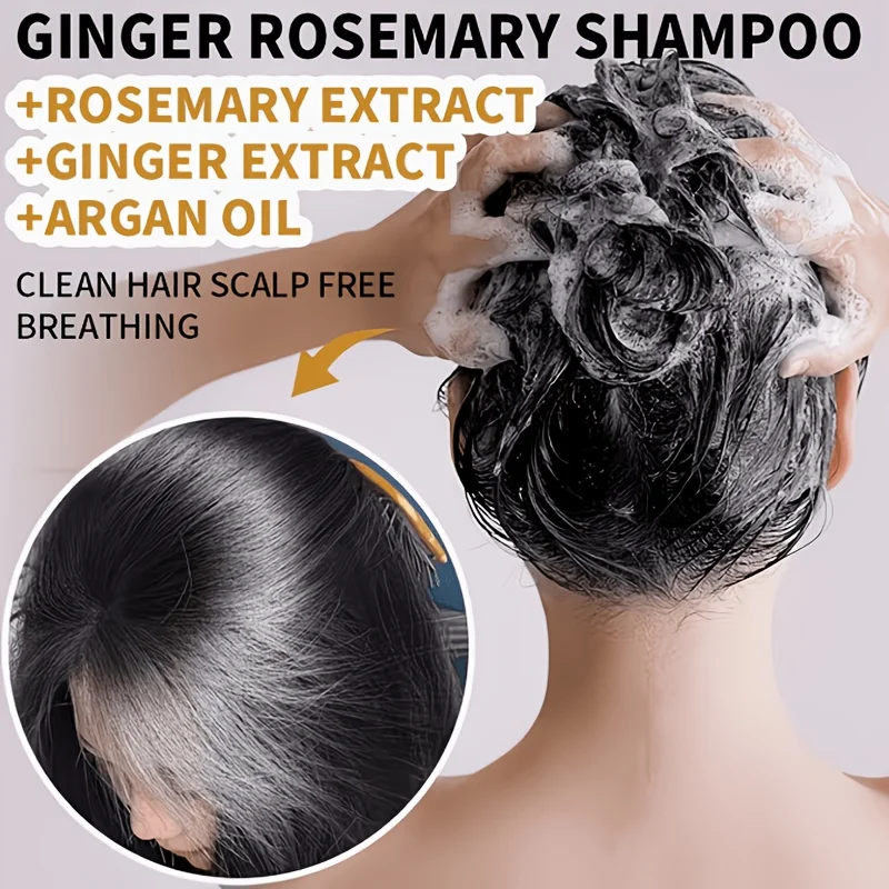 GSWP 500g Ginger & Rosemary Shampoo and Conditioner Set: Deeply cleanses and strengthens hair, repairs dry and damaged strands. 4