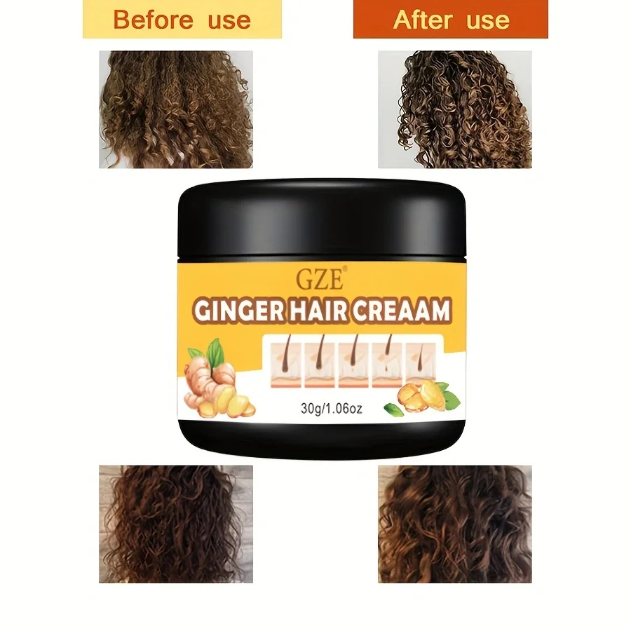 GZE GINGER HAIR CREAM Ginger Hair Strengthens Cream Moisturizing Scalp Massage Hair Care Serum Conditioner 4