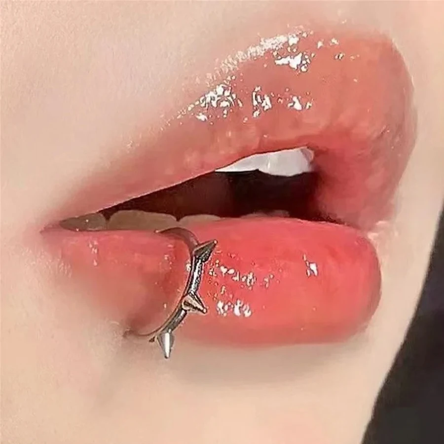 2PCS Trendy 10mm Stainless Steel Punk Clip on Fake Piercing Nose Wrap Lip Rings Unisex Nose Ring Women Men Tusk Body Jewelry 6