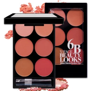 6-color blush and contouring all-in-one palette, pearlescent matte powder makeup palette 1