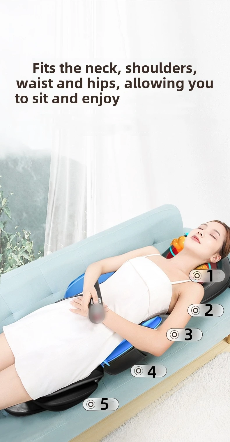 3D Massage cushion Shiatsu Neck & Back with Heat Full Back Rolling Massage Chair Pad with Height Adjustment Airbags Waist Hips 4