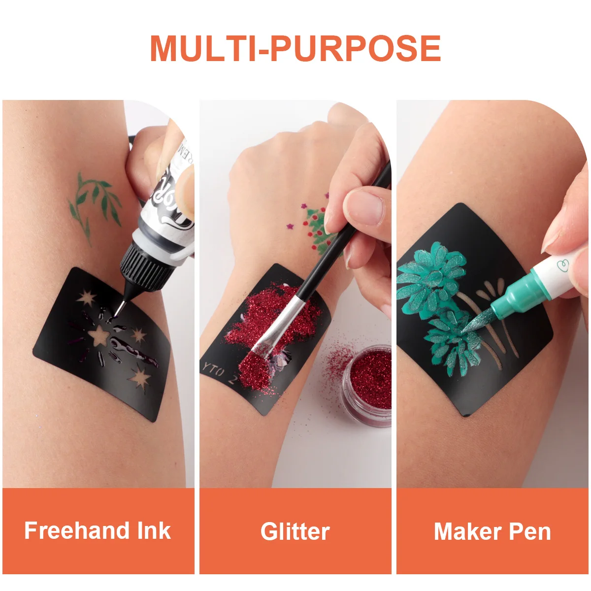 Temporary Tattoo Stencil Templates Set Reusable DIY Painting for Face and Body Art, Christmas Eve Gifts Party Favor Supplies 2