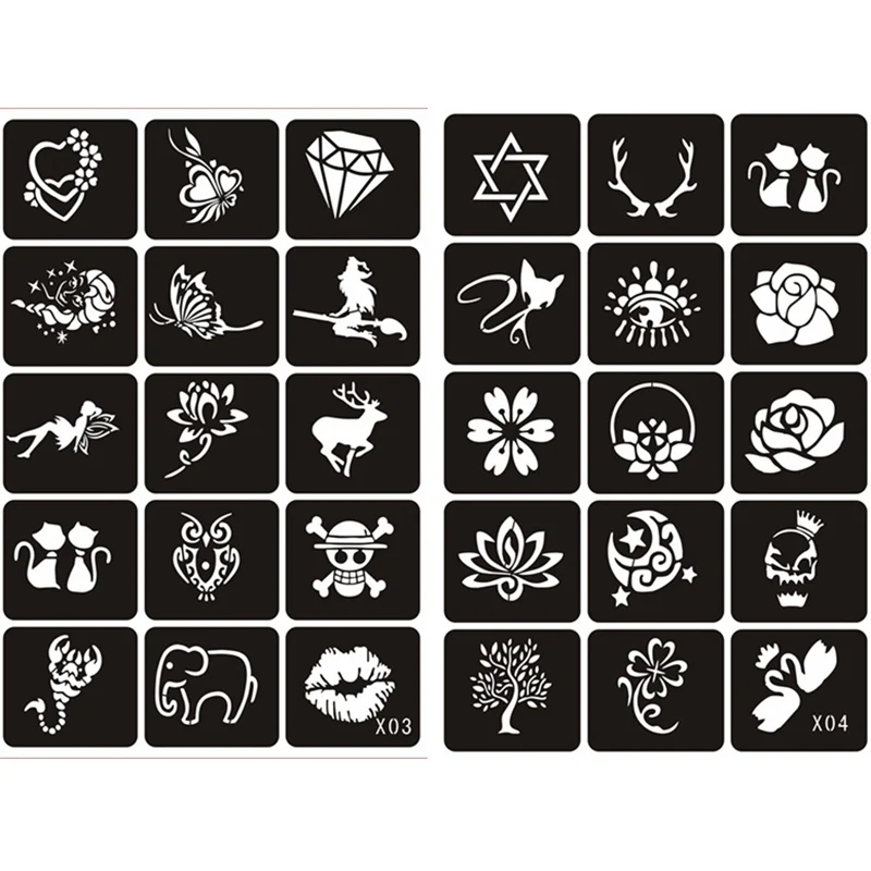 133pcs Airbrush Glitter Tattoo Stencil Women Kids Drawing Template,Small Flower Butterfly Henna Tattoo Stencil 4