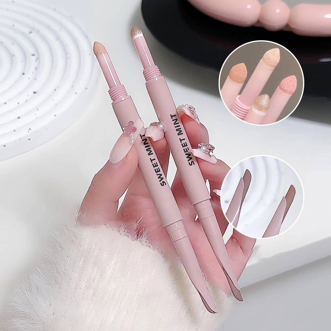 Sweetmint Meniscus Double-ended Silkworm Eyeliner Shadow Highlight Naturally Brightening Long-lasting Eye Makeup Two-in-One 2