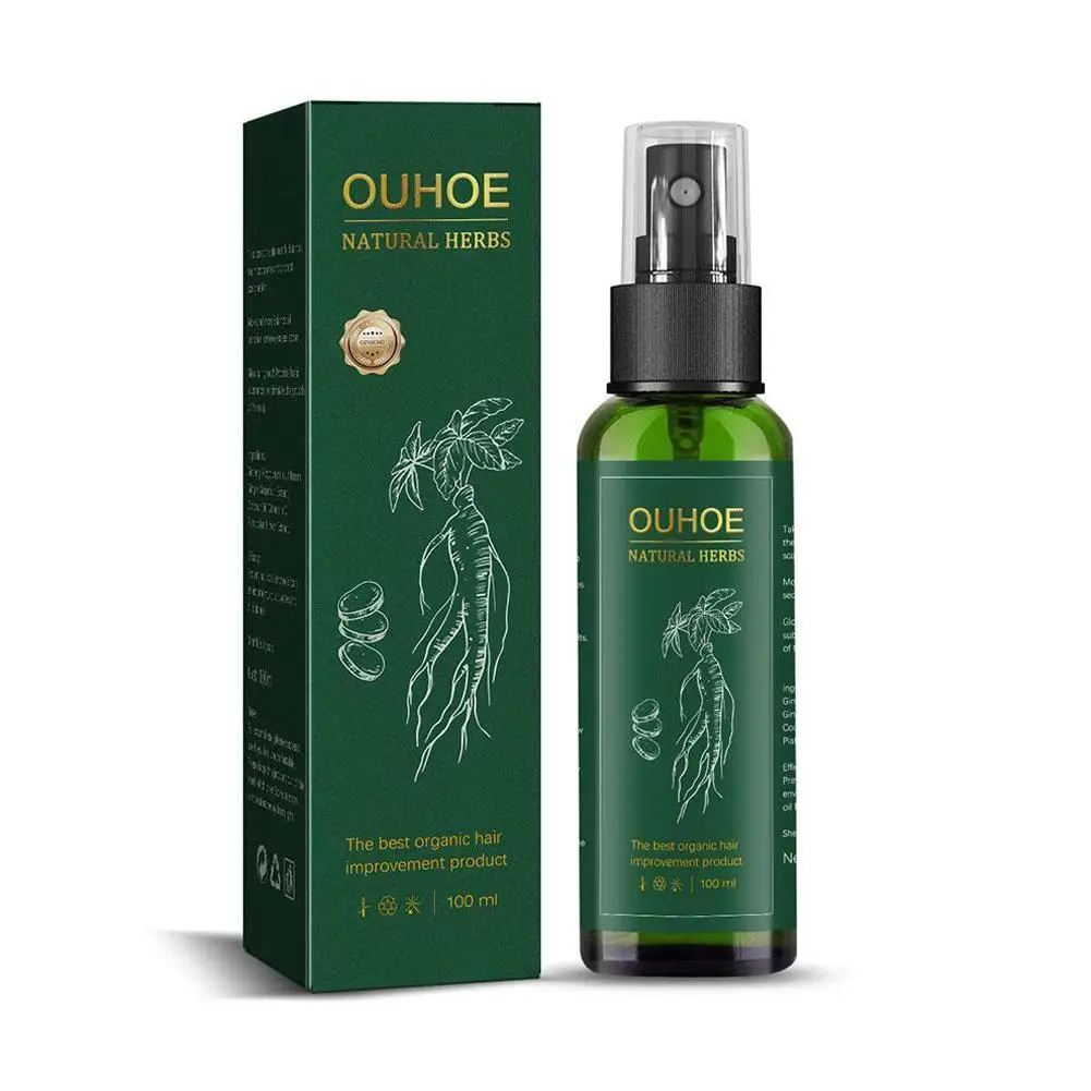 100ml Ginseng Hair Serum For Men Women Nourishes Scalp Strengthen Root Repair Damaged Hair Herbal Hair Care Spray 6