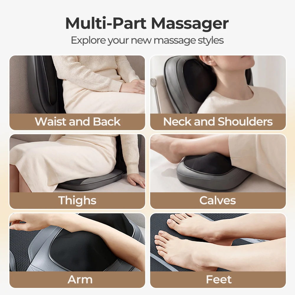 Shiatsu Neck Back Massager with Heat, Adjustable Massage Chair Pad Back Support Massage Seat Cushion for Full Body Massager Gifts for Dad Mom, Adjustable Intensity and Height for Office Chair and Home Use 8