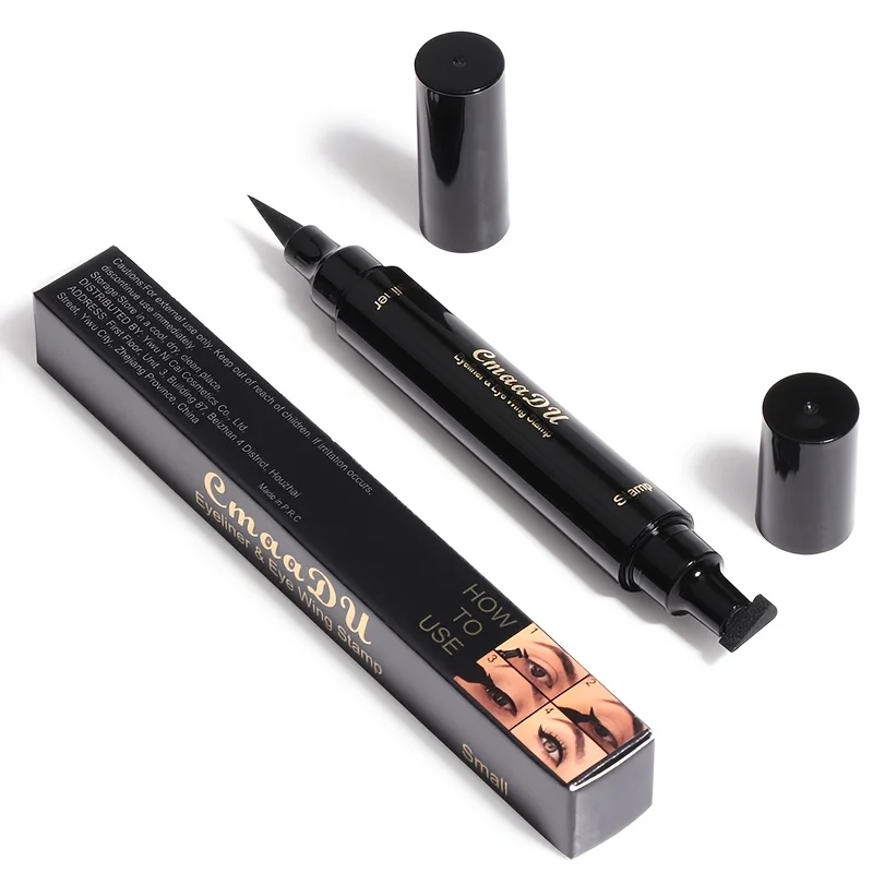 1 Pcs Black Wings Stamp Liquid Eyeliner, Easy Cat Eye Template Makeup Tool Anti-smudge, Vamp Wing, Lasting Waterproof Anti-sweat 3