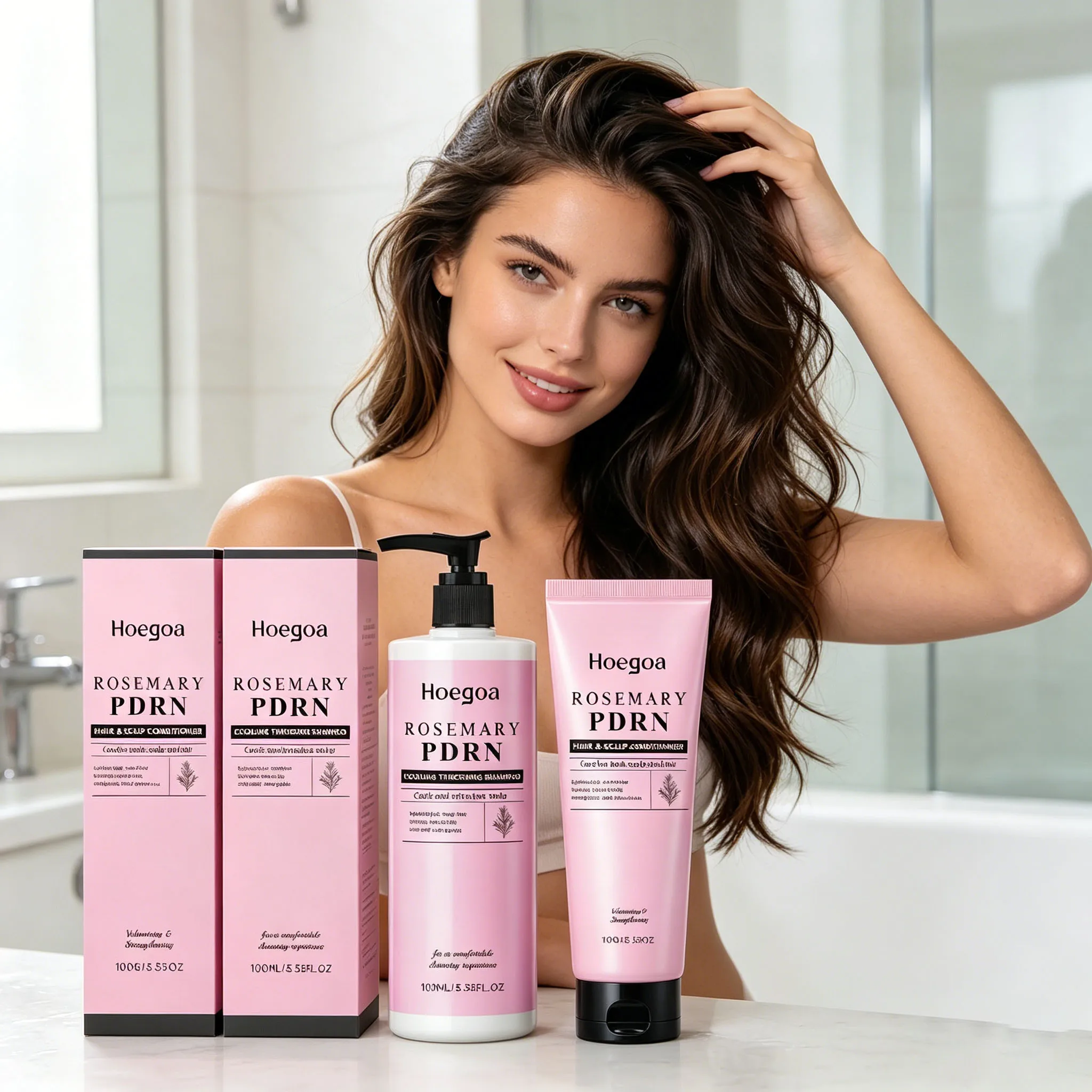 HOEGOA Rosemary Shampoo Conditioner Cleans Scalp Refreshing Oil Controlling Thickening Volumizing Hair Repairs Dry Hair Care Kit 6