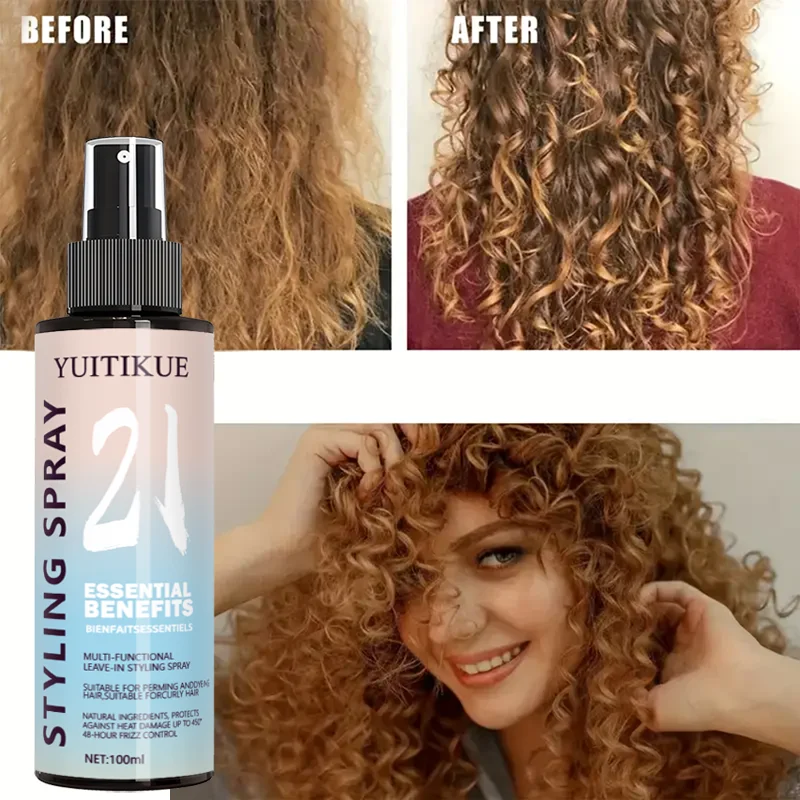 YUITIKUE 21 Essential Benefits Styling Spray | Multi-Functional Leave-In, Heat Protect & Frizz Control 100ml 6