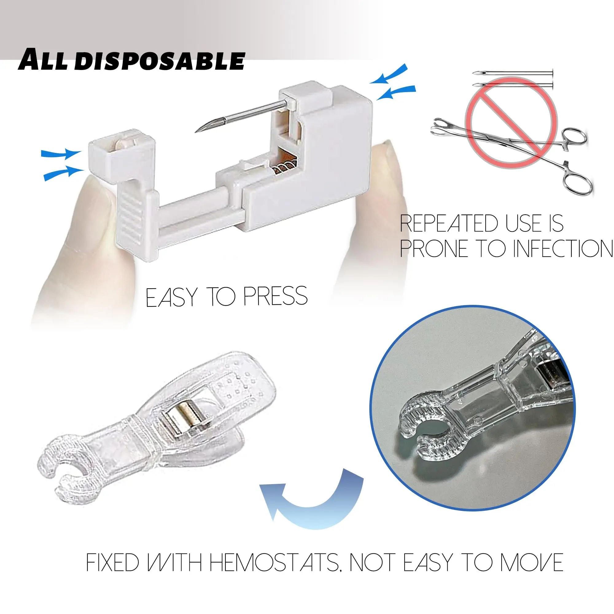1/2/5/6PCS Professional Body Piercing for Eyebrow/Belly Button/Lip/Tongue/Nose Safe Piercing Gun Tool Kits for Women Men 3