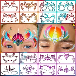 16 Face Painting Stencil New Mask Set DIY Kids Graffiti Hand Painting Aids Temporary Tattoo Stencils Stage Party Holiday Makeup 1