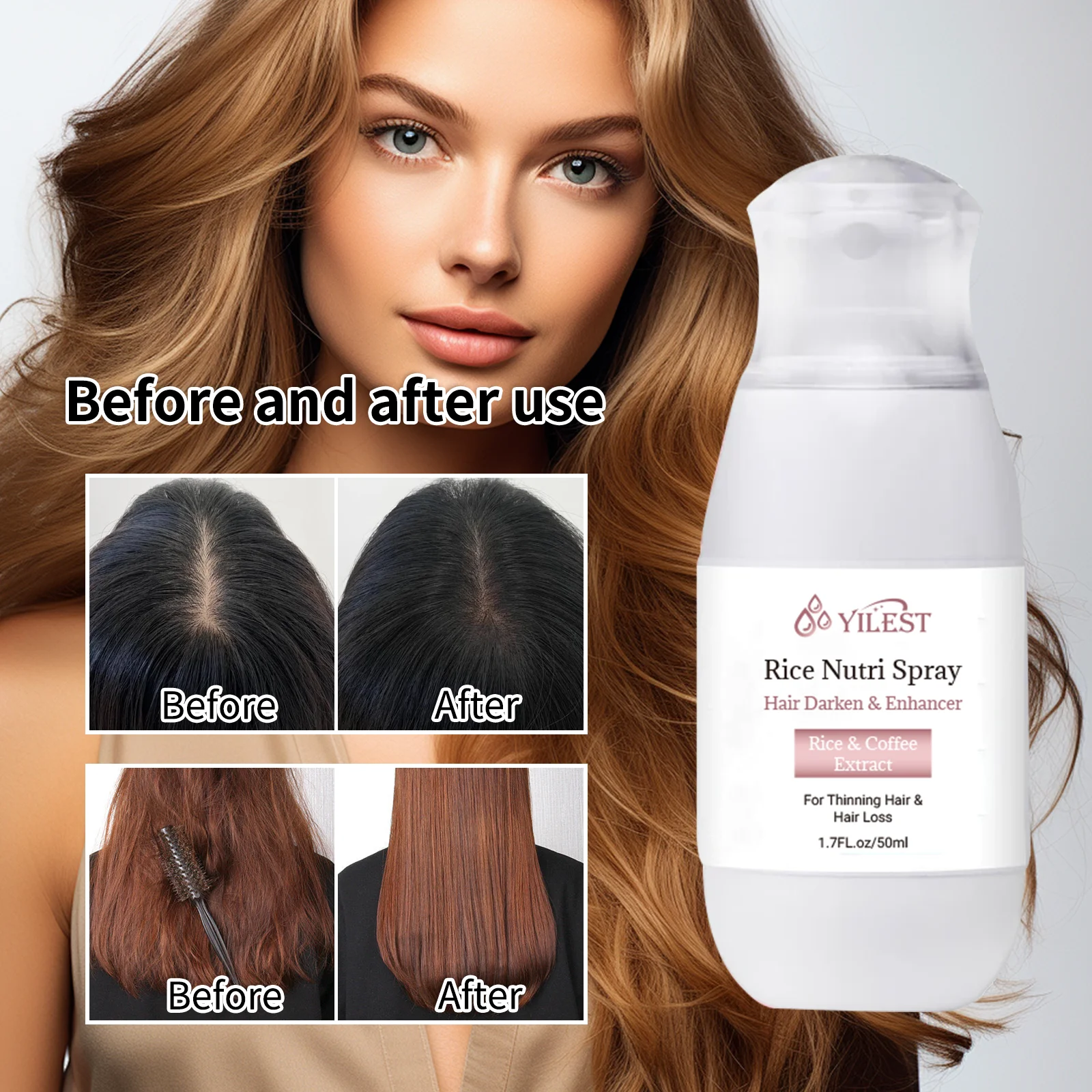 Rice Water Spray Hair Strengthens Thickening Natural Scalp Care Spray Thinning Hair Moisture Nourish Generating Spray 3