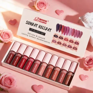 10 Color Mouth Red Lip Glaze Makeup Set, Exquisite, Practical, Portable Lipgloss Lipstick Set Valentine's Day gift 1