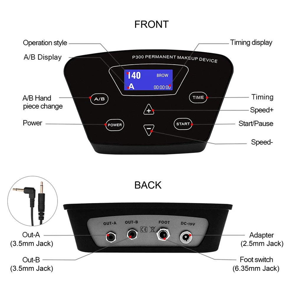 Professional P300 Permanent Makeup Tattoo Machine Kit 2 Heads Microblading Machine For Eyebrow Lip With Tattoo Cartridge Needles 2