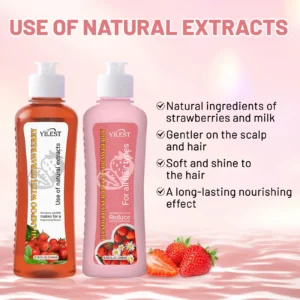 YILEST Shampoo and Conditioner Set for Hair Loss Dry & Damaged Hair Nourishing Care for Soft & Shiny Hair, Strawberry Scent 1