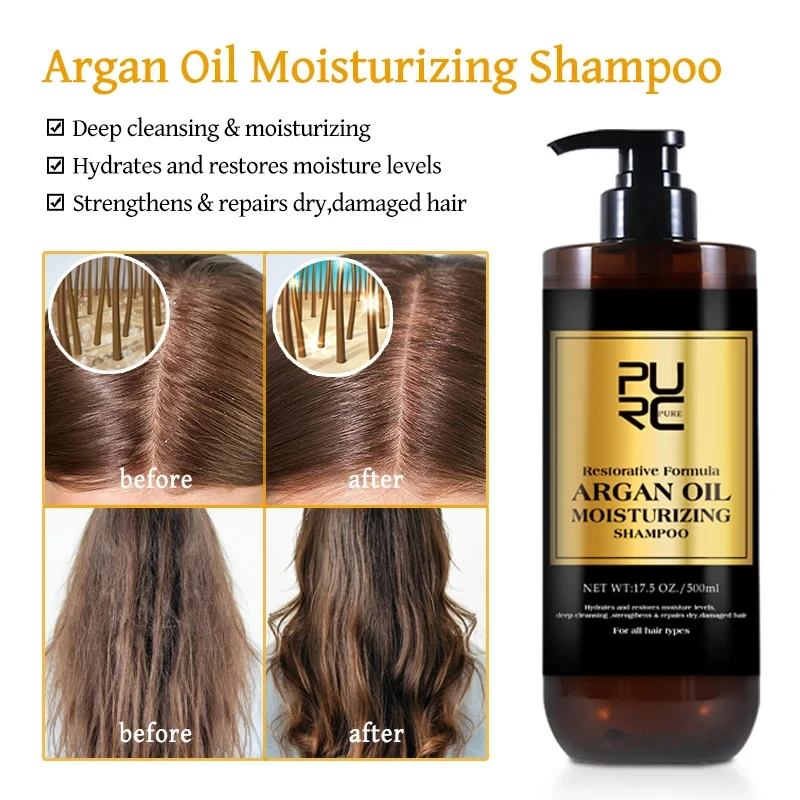 PURC Morocco Set Serum Smoothing Shampoo Conditioner And Repair Hair Mask Anti Dandruff Scalp Anti-Itch Hair Care Products Kit 3