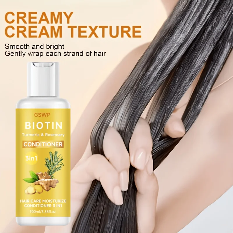 GSWP Biotin Turmeric & Rosemary Shampoo, Conditioner and Treatment in One Deeply hydrating cleanse reduces dryness.100ml/200ml 2