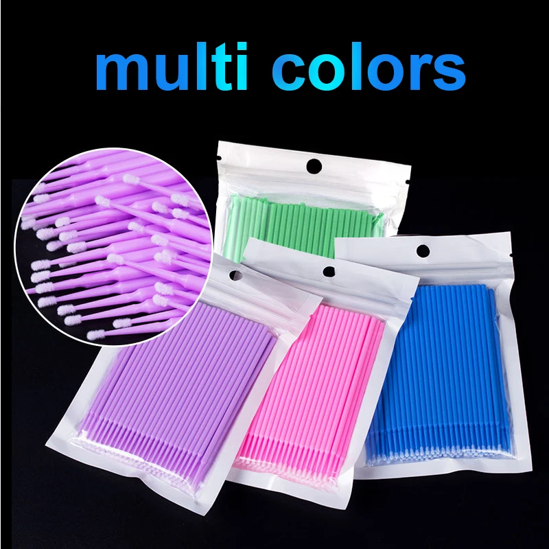100Pcs Eyelash Cleaning Brush Lash Extension Micro Cotton Swab Individual Eyelashes Microbrush Beauty Makeup Clean Remover Tools 3
