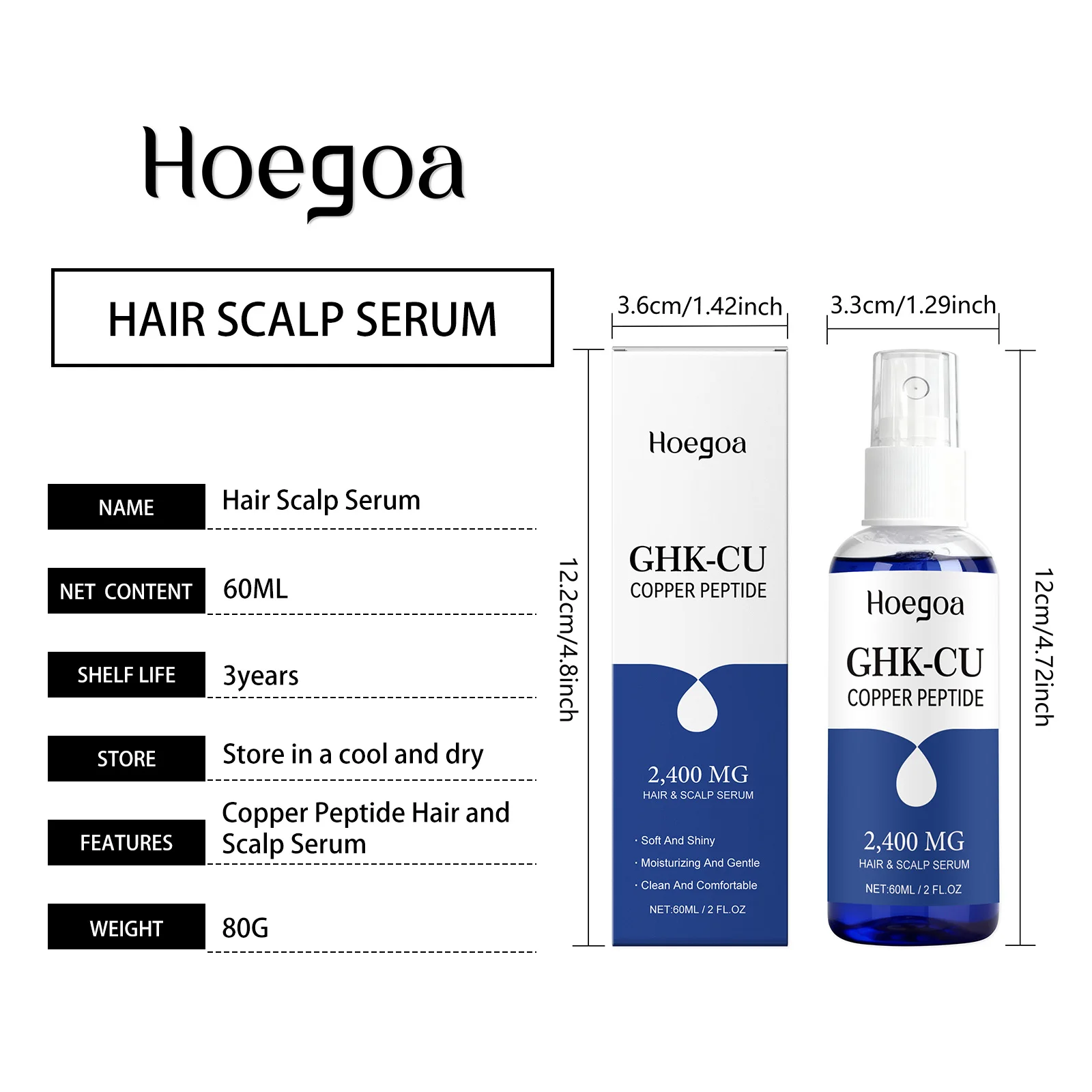 Copper Peptide Hair Scalp Serum Deep Nourishment Gloss Repair Moisturizing Lightweight Non Greasy Moisturizer Spray 60ml 6