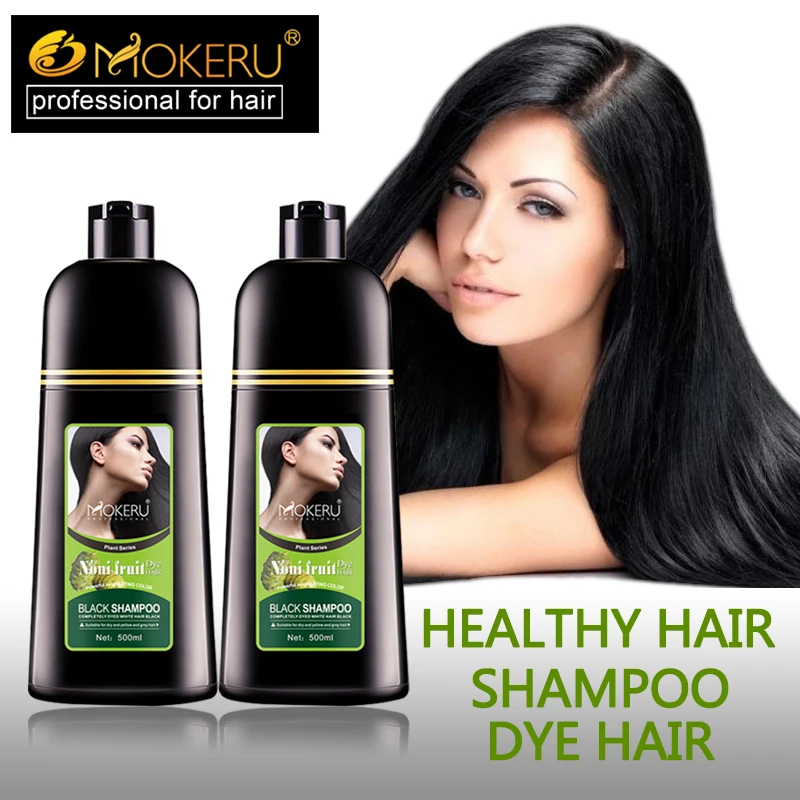 Mokeru Organic Natural Fast Hair Dye Only 5 Minutes Noni Plant Essence Black Hair Color Dye Shampoo For Cover Gray White Hair 5