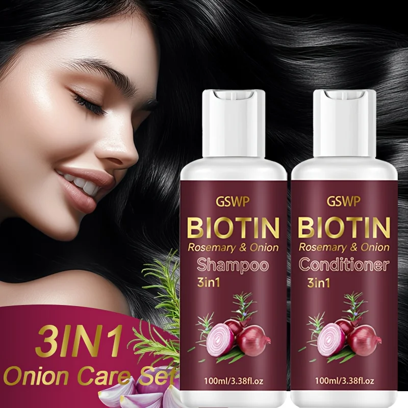 GSWP 3-in-1 rosemary and onion shampoo conditioner set,containing glycerine, rosemary ingredients, rich foam,deep cleaning.200ml 4