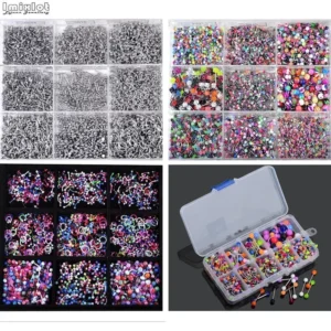 45/90pcs Mix Stainless Steel Nose Ear Belly Lip Tongue Ring Captive Bead Eyebrow Bar Piercings Body Jewelry Lot Bulk 1