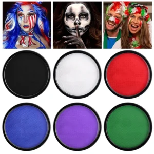 Black White Red 30G Monochromatic Water Solubility Body Makeup Face Paint with Brushes for Halloween Christmas Masquerade Party 1