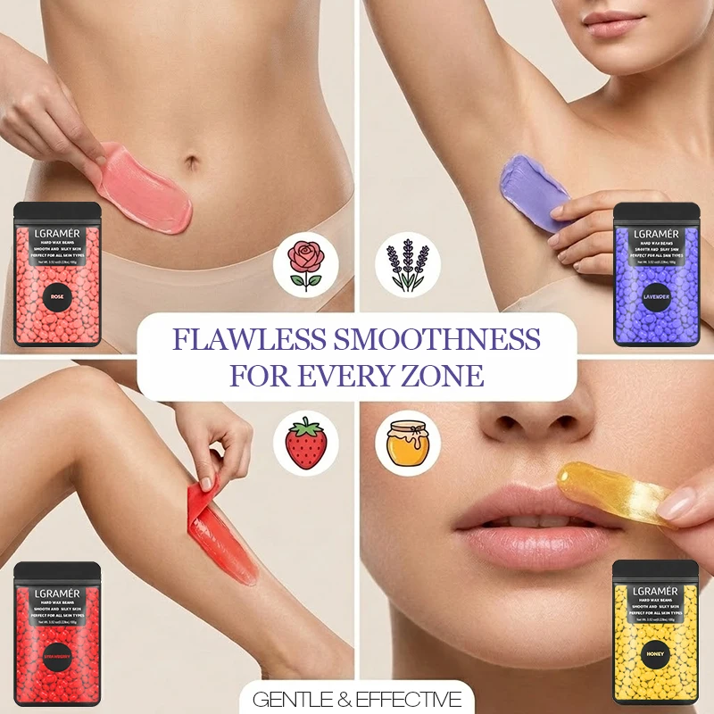 Hard Wax Beads for Coarse Hair Removal Depilatory Wax Beans & Spatulas for Face,Back,Chest,Bikini Areas,Legs for Any Wax Warmer 5