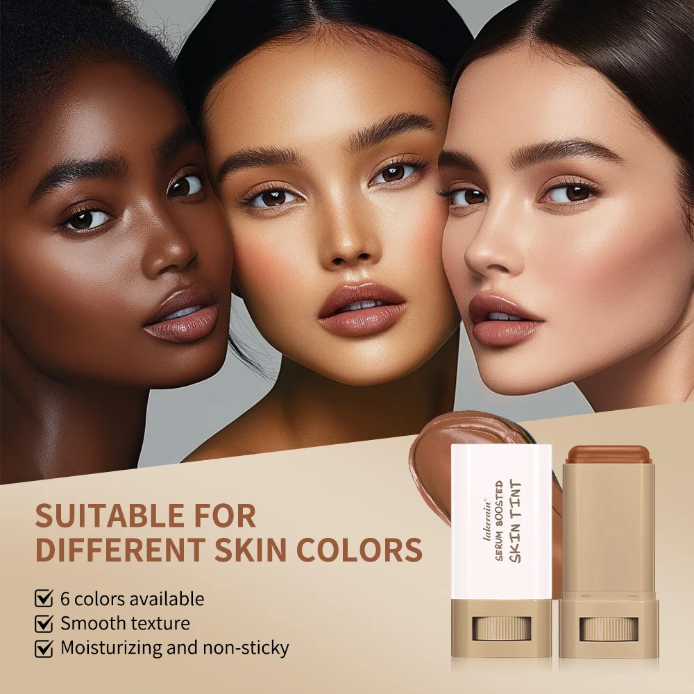 Skin Tint Foundation Stick Eraser Concealer Foundation Stick Serum Boosted Smooth Plumper Hight Coverage Travel Bronze Foundatio 6