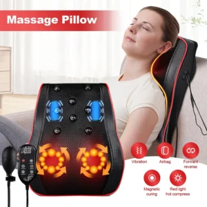Back And Neck Cervical Massage Pillow Airbag Waist Kneading Massage Cushion Lumbar Chair Massager Car Back Pillow masajeador 1