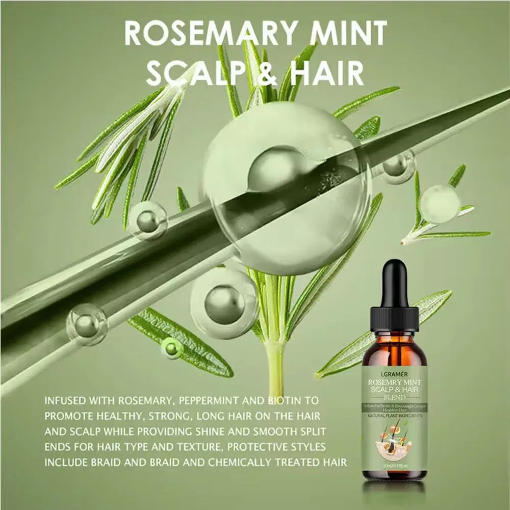 Hair Growth Oil Organic Peppermint Rosemary Scalp Strengthening Oil Nourishing Care Anti-split Ends and Hair Loss Hair Oil Set 2