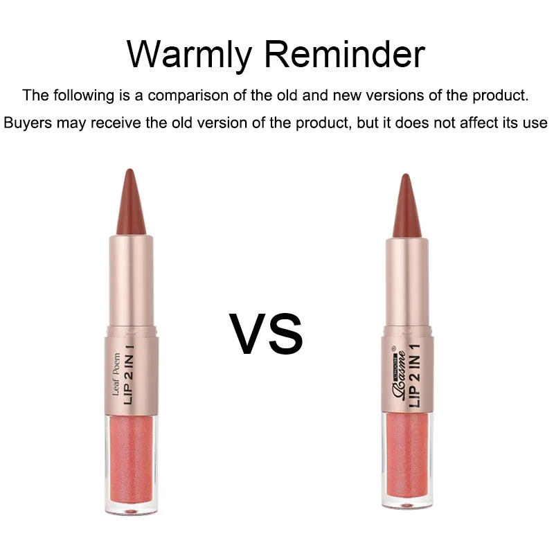 2IN1 Tapered Gradient Lipliner Pen Nude Brown Mirror Glass Lip Gloss Matte Lip Liner Waterproof Lip Contour Non Stick Makeup 5