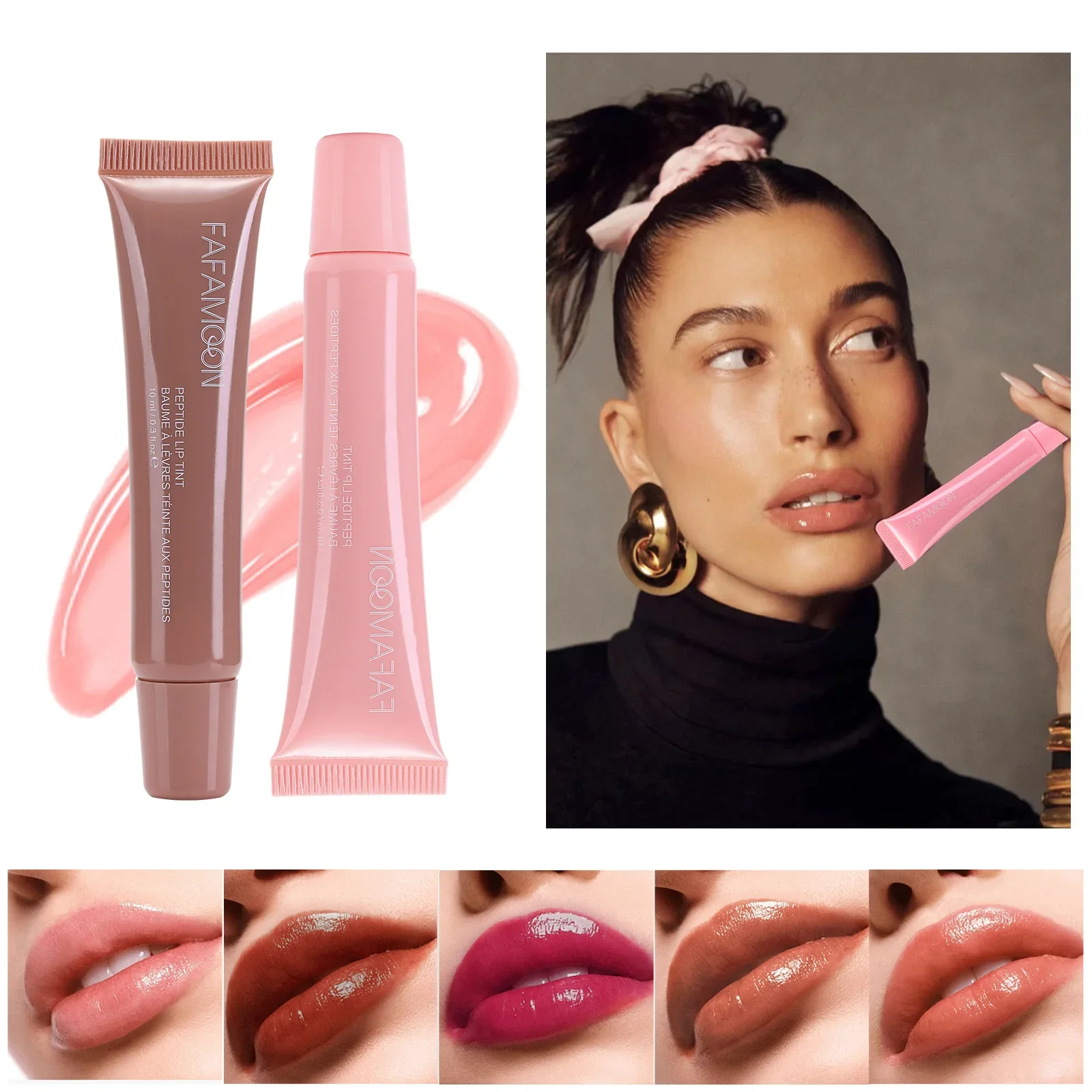 1pcs Soft Tube Mirror Lip Gloss Lip Oil Nude Brown Plumping Lip Gloss Moisturising Transparent Lipgloss Beauty Cosmetics Makeup 2