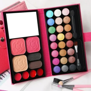 33 Colors Eye Shadow Powder Blush Lipstick Lasting Cosmetics Makeup Set with Mirror For Beginner Kids Travel Portable Palette 1