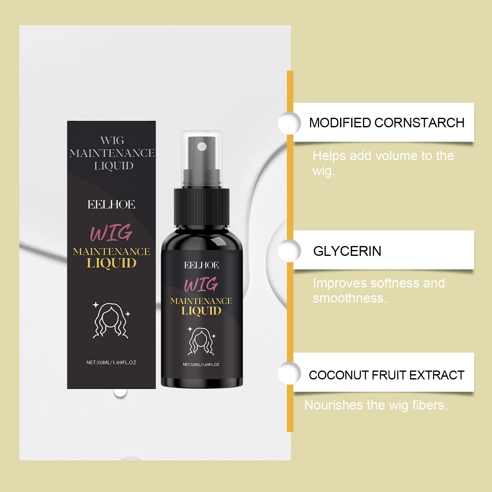 Coconut Wig Volumizing Spray - Boosts Volume, Controls Frizz, Reduces Tangles, Enhances Softness, Non-Greasy for Daily Styling 3