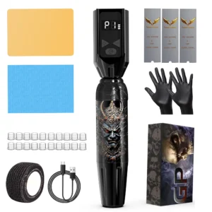 Wireless Tattoo Pen Kit - Rotary Tattoo Machine with LED Display, Practice Skin, Gloves & Supplies for Beginners Artists 1