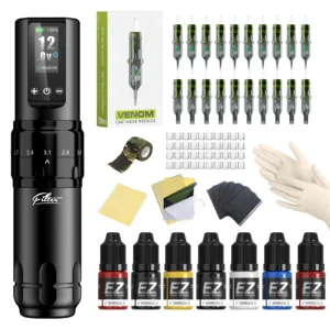 EZ Tattoo Kits Filter X30 Wireless Cartridge Tattoo Machine Pen Kits 6 Adjustable Strokes 2.0mm-4.0mm Cartridge Tattoo Needles 1