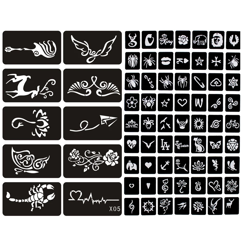 133pcs Airbrush Glitter Tattoo Stencil Women Kids Drawing Template,Small Flower Butterfly Henna Tattoo Stencil 5