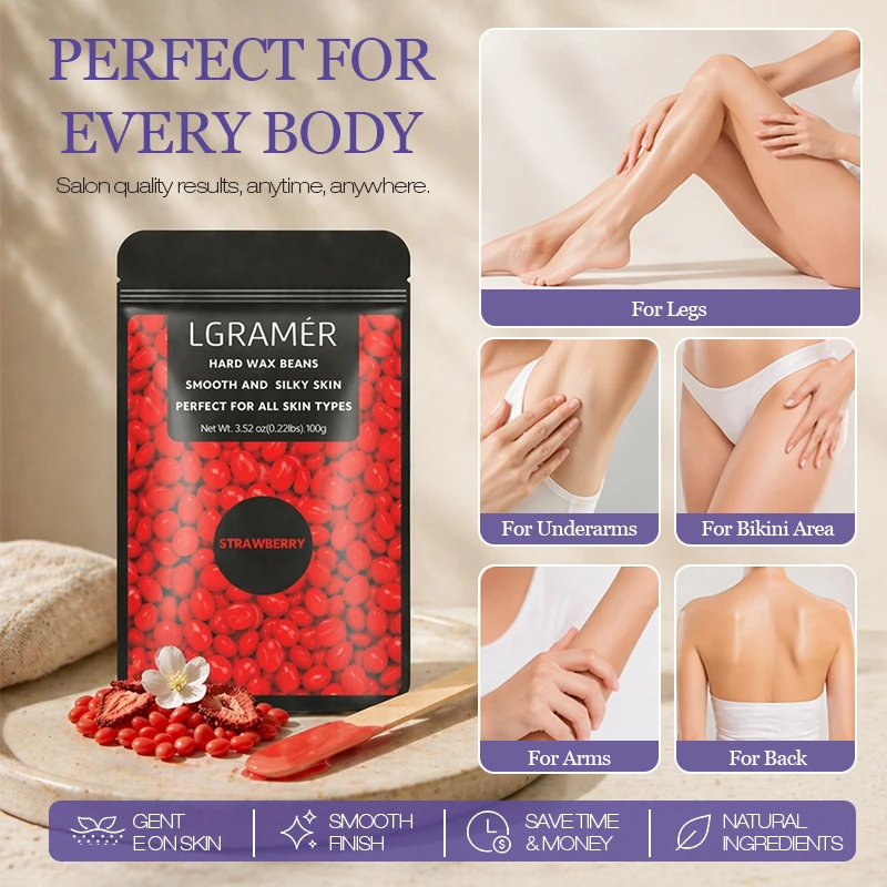 Hard Wax Beads for Coarse Hair Removal Depilatory Wax Beans & Spatulas for Face,Back,Chest,Bikini Areas,Legs for Any Wax Warmer 3