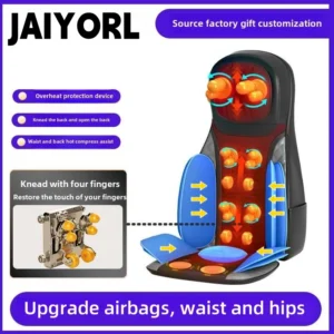 3D Massage cushion Shiatsu Neck & Back with Heat Full Back Rolling Massage Chair Pad with Height Adjustment Airbags Waist Hips 1