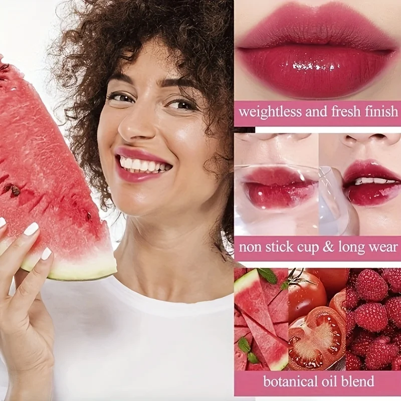 Fruity Lip Tint Water Gloss Tint, Moisturizing Waterproof Liquid Lipstick, Non-Stick, High Pigment, Long-Lasting Vibrant Colors 5