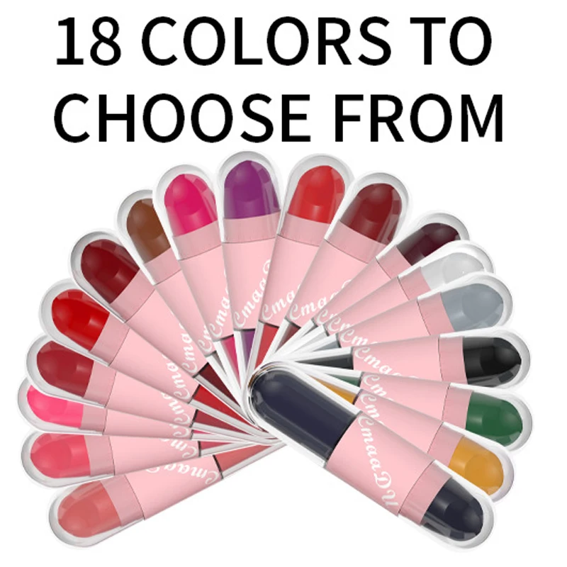 18 Colors 2 in 1 Matte Lipstick Liquid Purple Lip Glaze Double Head Lip Makeup Lasting Waterproof Velvet Sexy Dark Red Lipsticks 5