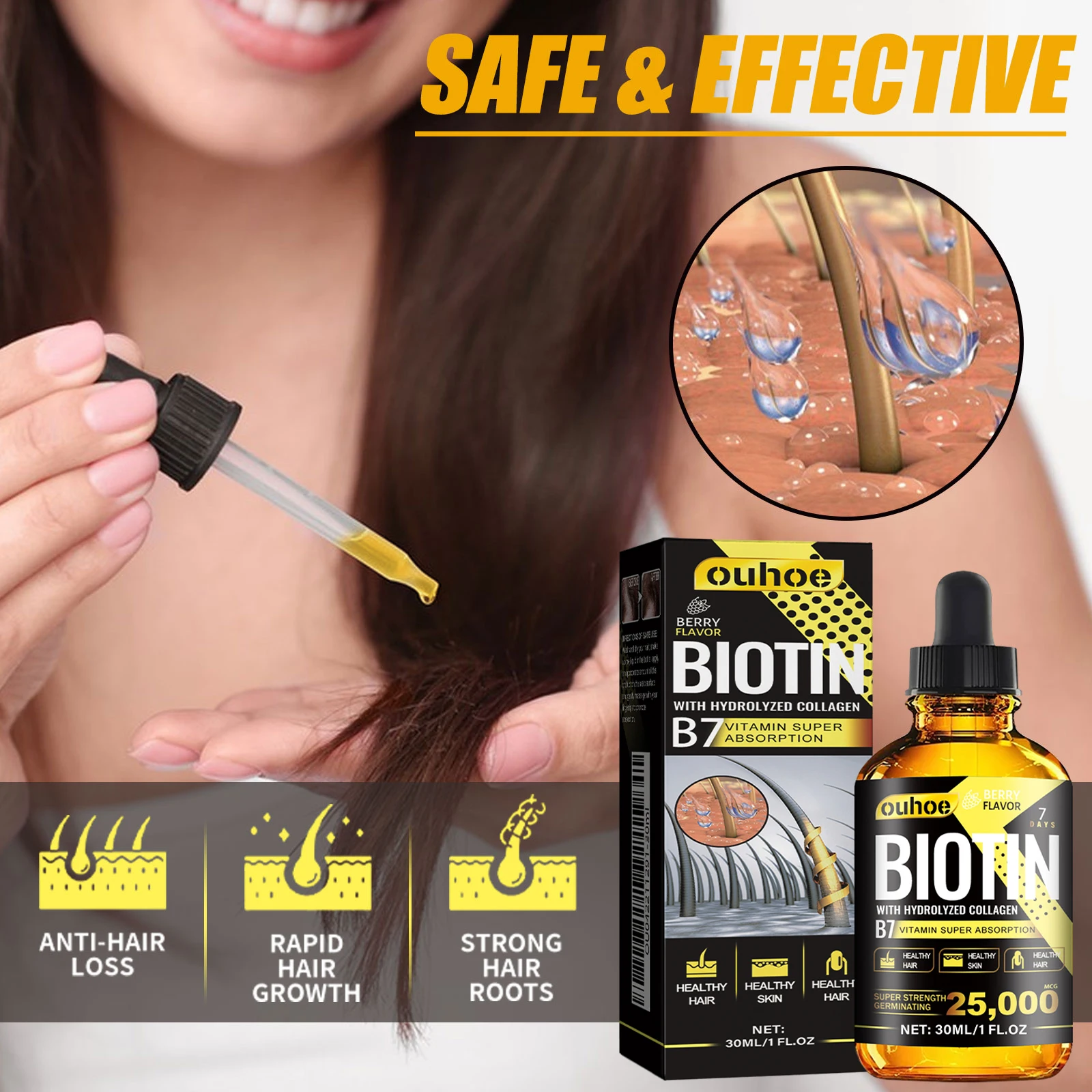 Biotin Hair Oil Collagen Scalp Serum Strengthening Treatment Natural Rosemary Ginseng Extract Thicker Volume Care For All Types 2