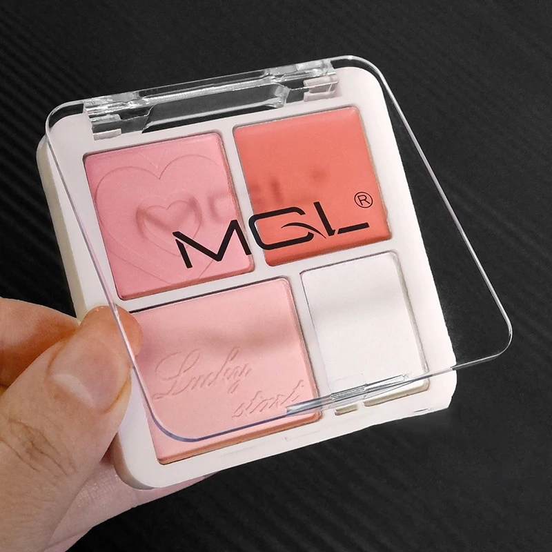 4 Color Pink Peach Blush Powder Cream Palette Highlighter Matte Expanding Color Brightening Face Blusher Rouge Makeup Cheek Tint 6