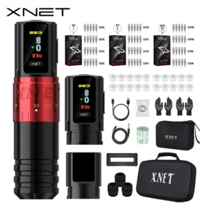 XNET Vipera Wireless Tattoo Machine Kit Adjustable Stroke 2.4-4.2mm OLED Display 60pcs Mixed Tattoo Cartridge for Tattoo Artists 1
