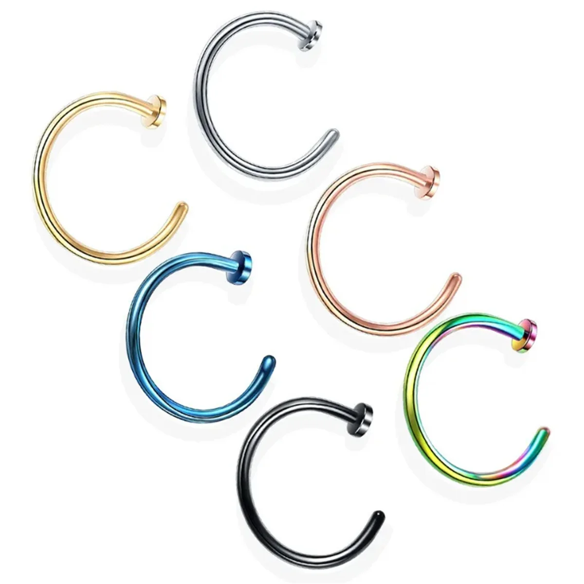 2/10pcs 20G Fake Nose Rings for Women Men,316L Stainless Steel Clip On Lip Rings Labret Ring Nose Piercing Jewelry 4