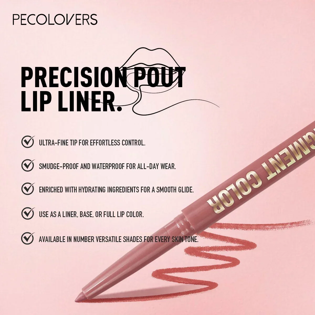 1PC Matte Lip Liner Pen - Long-Lasting, Waterproof, Easy Glide, Moisturizing Suitable for All Skin Types, Lip Makeup 6
