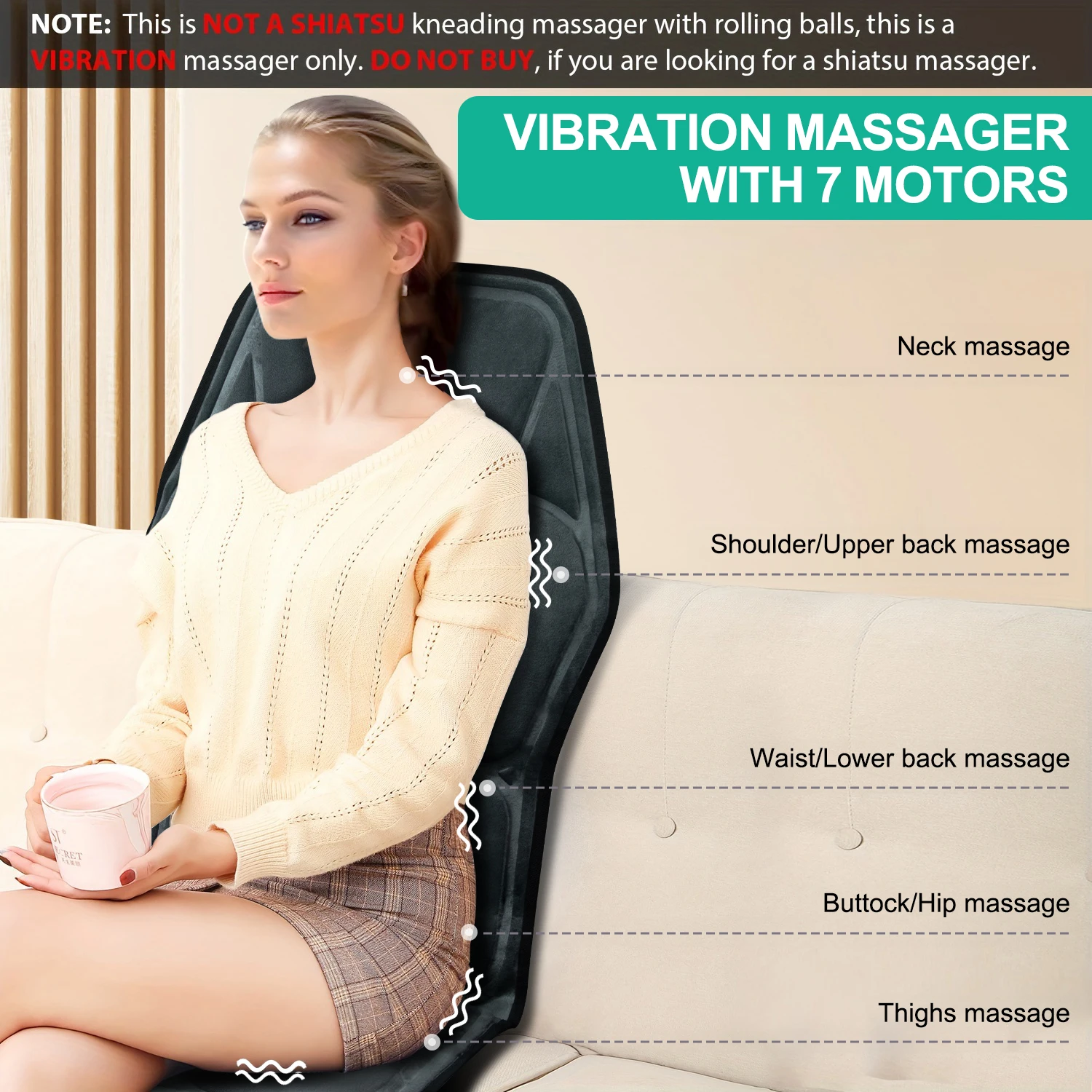 Vibration Back Massager Seat Cushion with Heat,Massage Chair Pad,Chair Massager for Pain Relief at Office/Home,Gifts for Parents 5