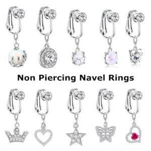 Faux Fake Belly Ring Fake Belly Piercing Non Piercing Umbilical Navel Belly Ring Button Cartilage Clip on Earrings Body Jewelry 1